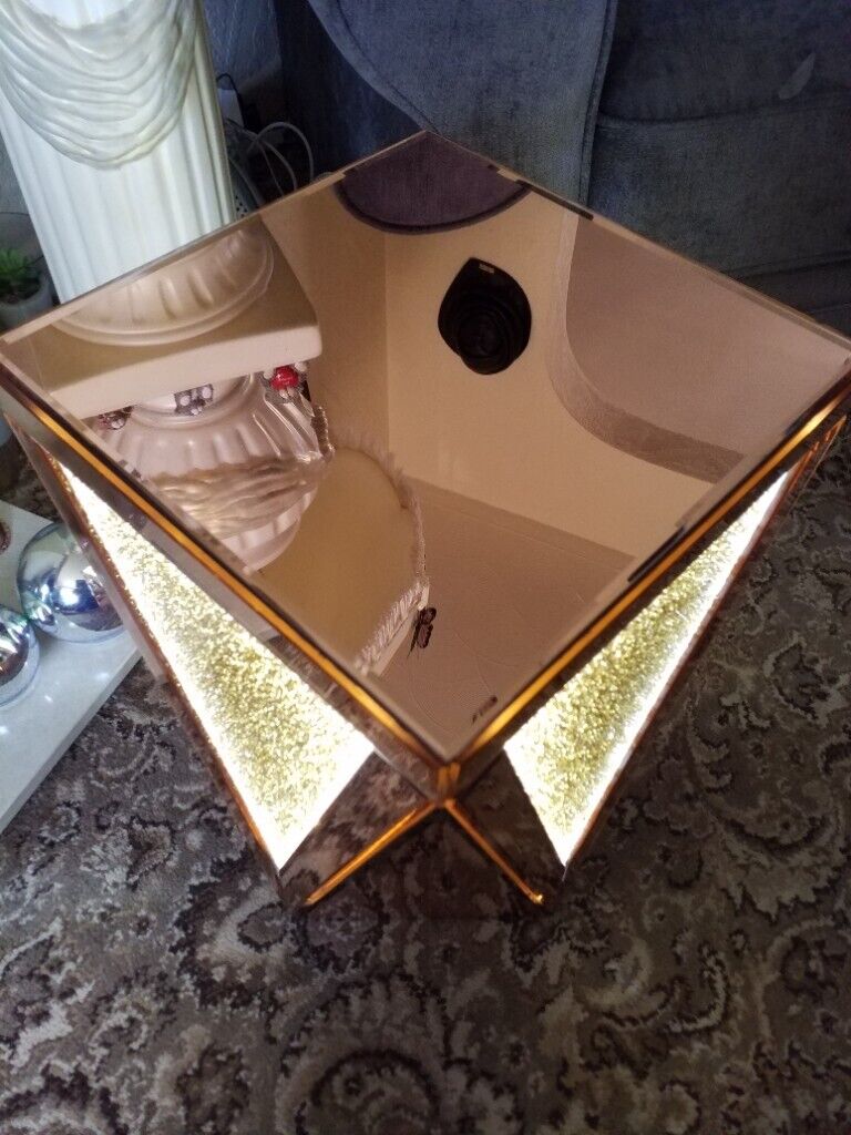 SIDE TABLE/LAMP!! .. BEVEL CUT GLASS!! .. ROSE GOLD!! .. JULIEN MACDONALD!!  .. JM!! .. BRAND NEW!! | in St Helens, Merseyside | Gumtree