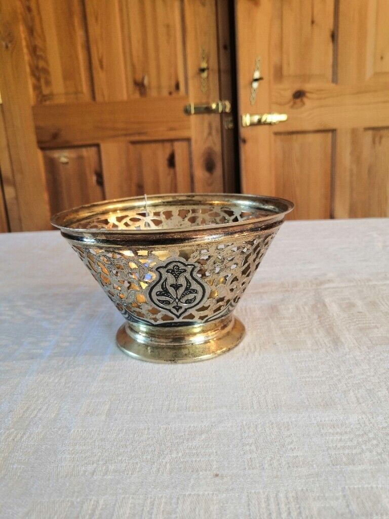 Antique, Soviet/Russian, Niello, Gold Plated 875 Solid Silver Kubachi Sweet Bowl