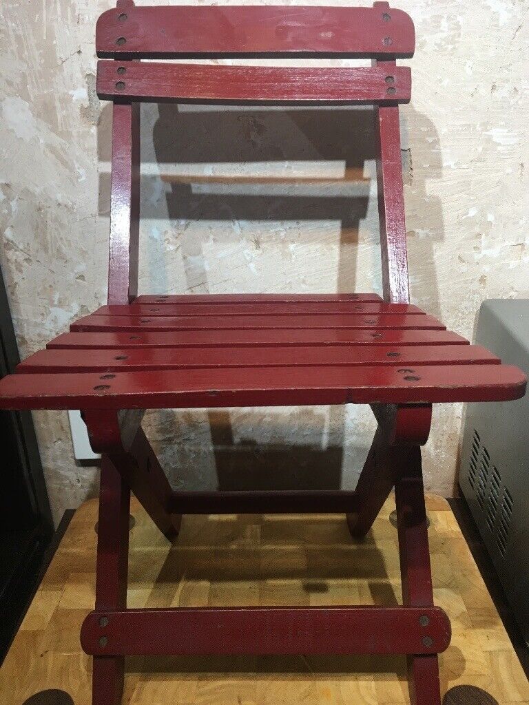 image for Solid Wood Child’s Folding Chair Vintage aprox 1930’s Suitable for a Child 1 to 5 years