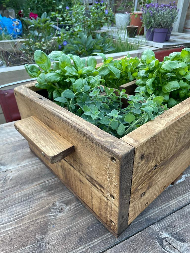 Reclaimed Scaffold Board Four Herb Planter
