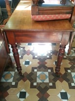 image for beautiful period drop-leaf oak table on castors can deliver
