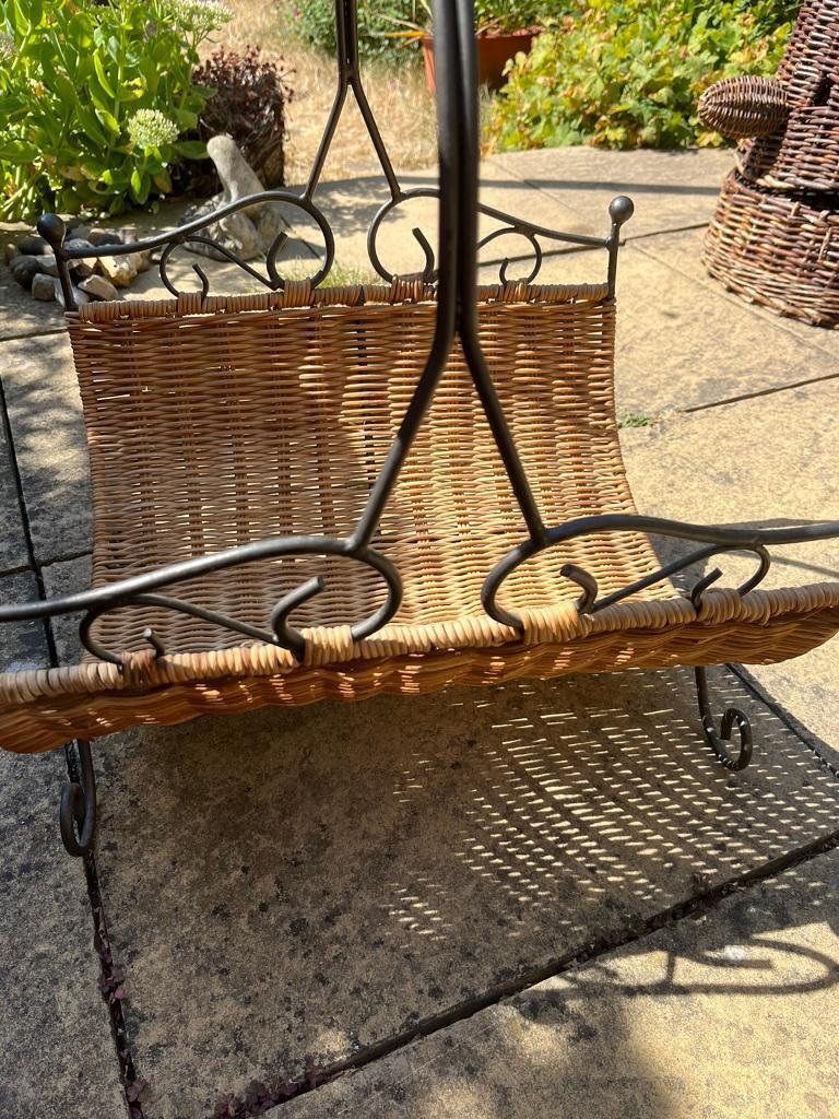 Large storage basket newspaper, wood, etc standing holder 