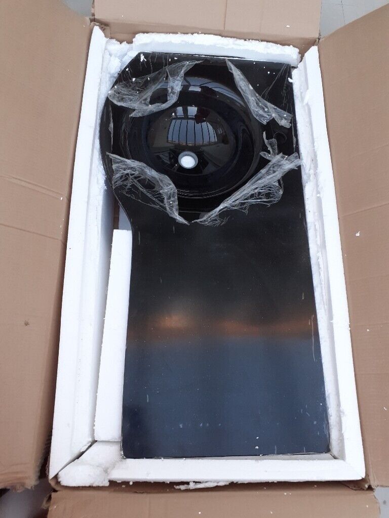 2 x NEW UNUSED Designer  Black P Shaped Glass Basins WILL SELL SEPARATELY