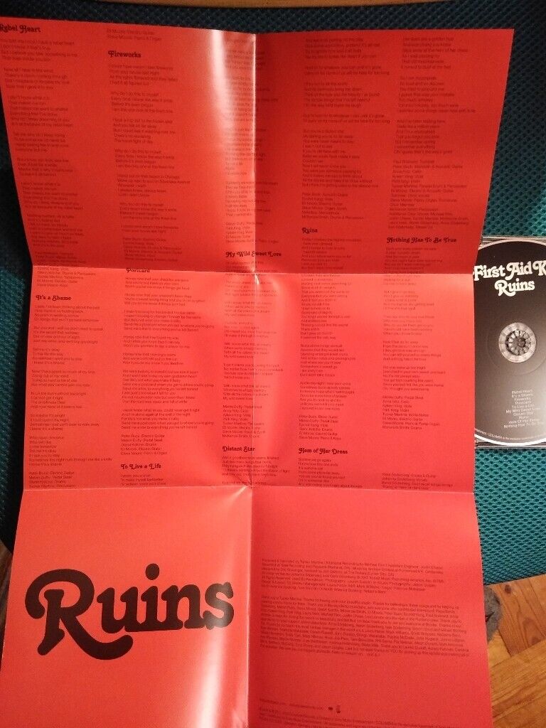 image for Unplayed First Aid Kit 'Ruins' CD album with lyric sheet