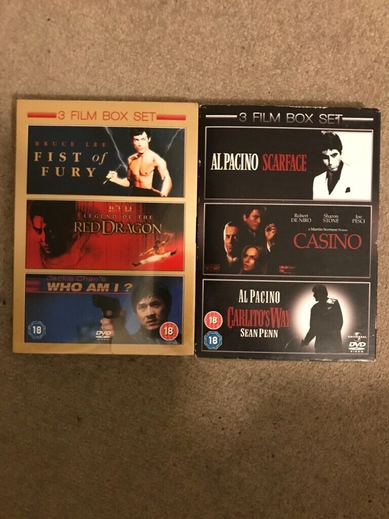 image for Two sealed and brand new DVD classic film treble packs, Fist of Fury, Red Dragon, Scarface etc.