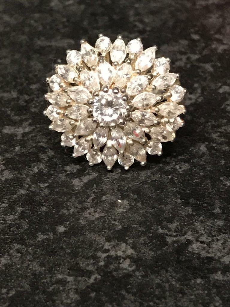Silver cluster ring 