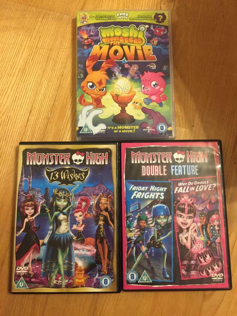 image for Monster High 13 Wishes Friday Nigh Frights Why Do Ghouls Fall In Love Moshi Monsters The Movie DVDs