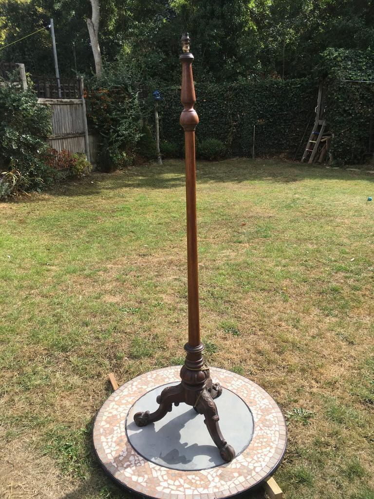 Antique victorian wood floor lamp.