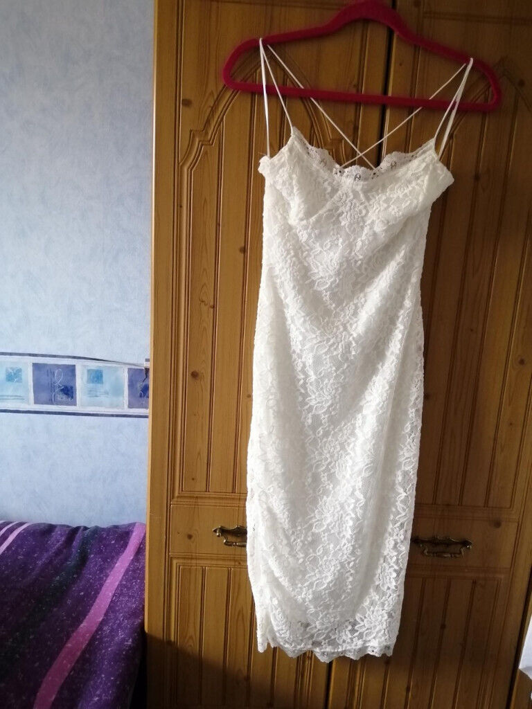 image for Brand New Designer Midi Length Off Whie Lace Misguided Beach Wedding D