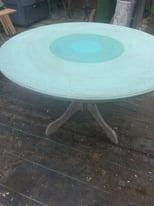 Upcycled, shabby chic, large pedestal dining table.
