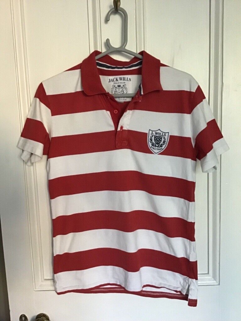 image for Men’s / youth teenager Jack Wills polo shirt stripe pinprick hole