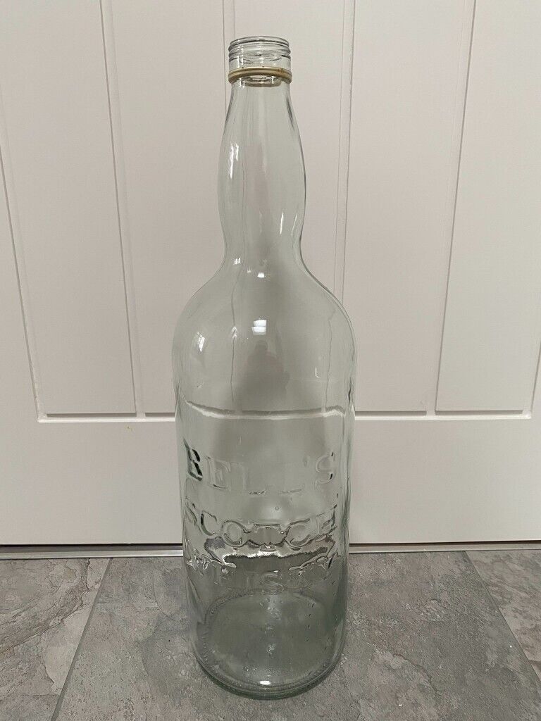 image for Large Empty Embossed Bell's Scotch Whisky Glass Bottle 2008 4.5 Litres 