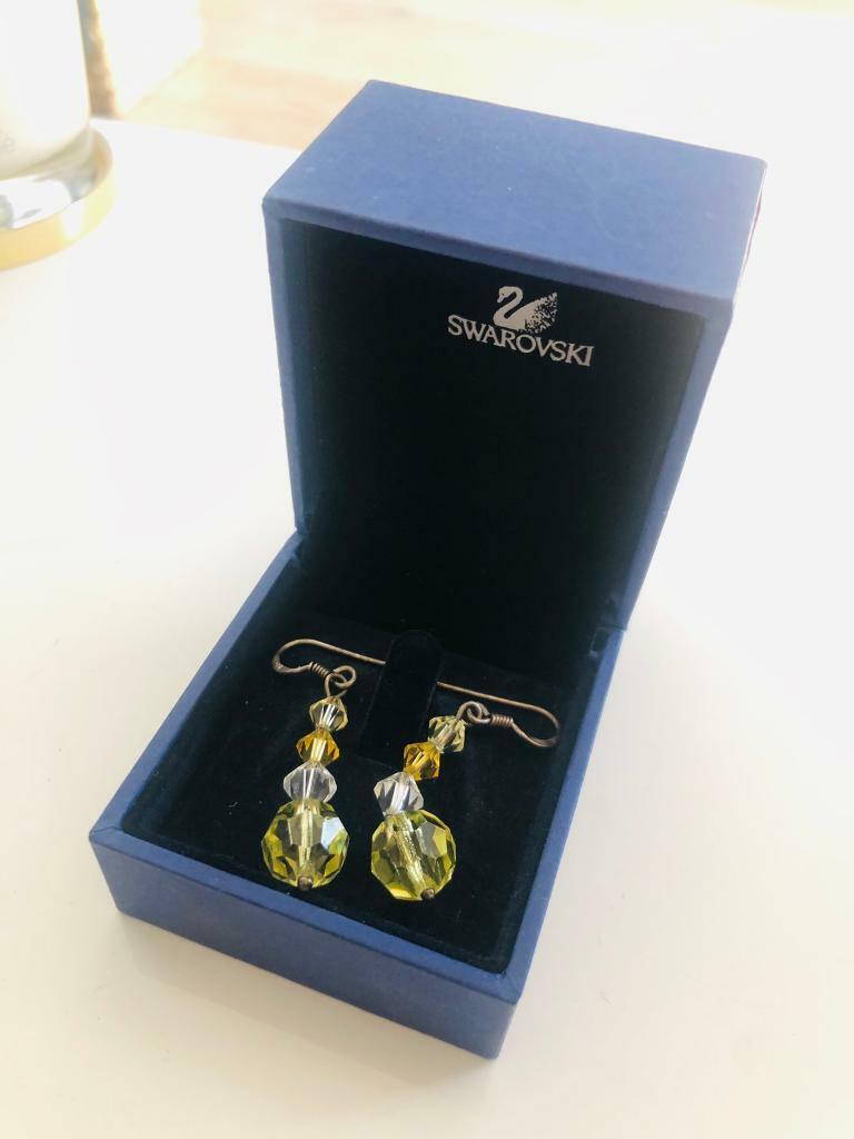BNIB Beautiful Yellow Swarovski Hallmarked 925 Silver Earrings