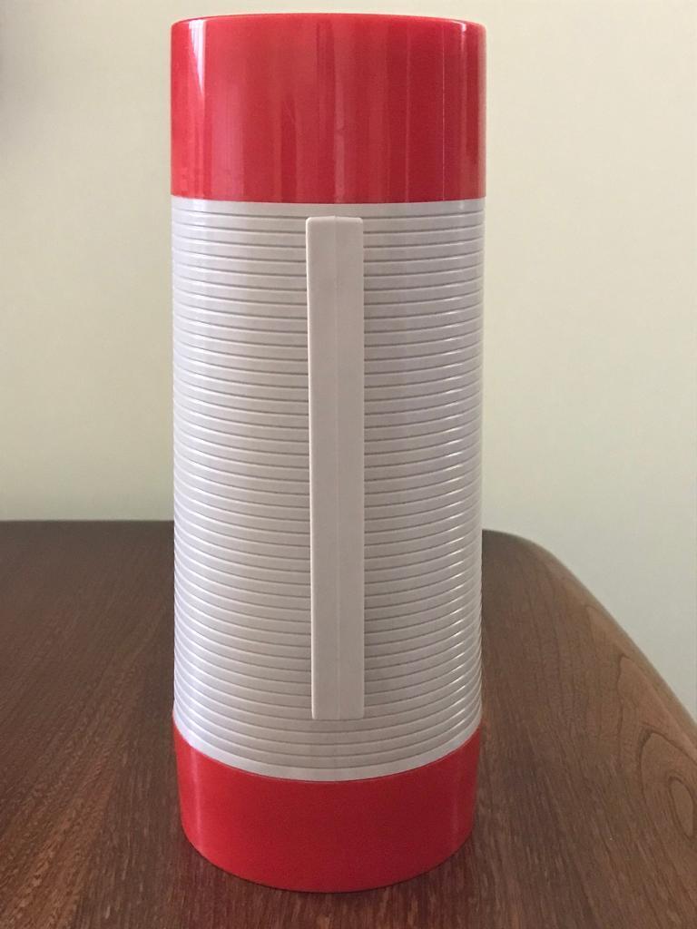 Vintage Aladdin Red And Beige Super Food Flask