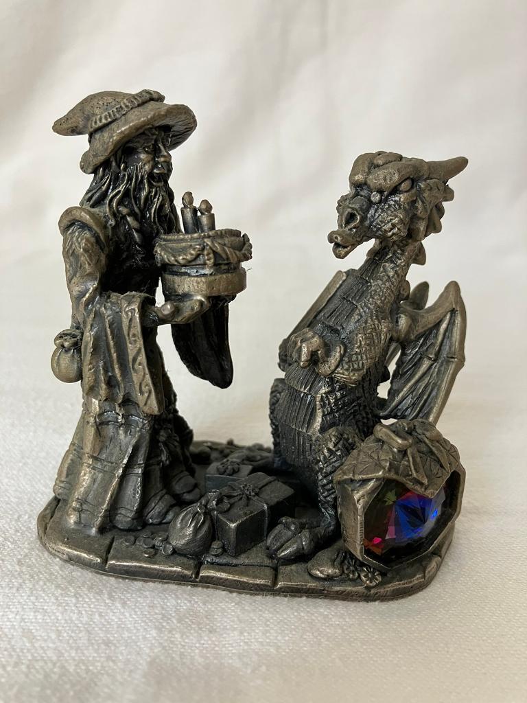 Heavy Pewter Sculpture by Tudor Mint Myth and Magic MAKE A WISH! Collectable Figurine 