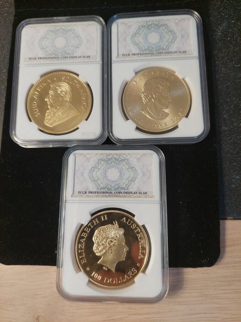3 1 Ounce Gold Coins Canada Australia South Africa 50 Dollars and 100 Dollars Coins 