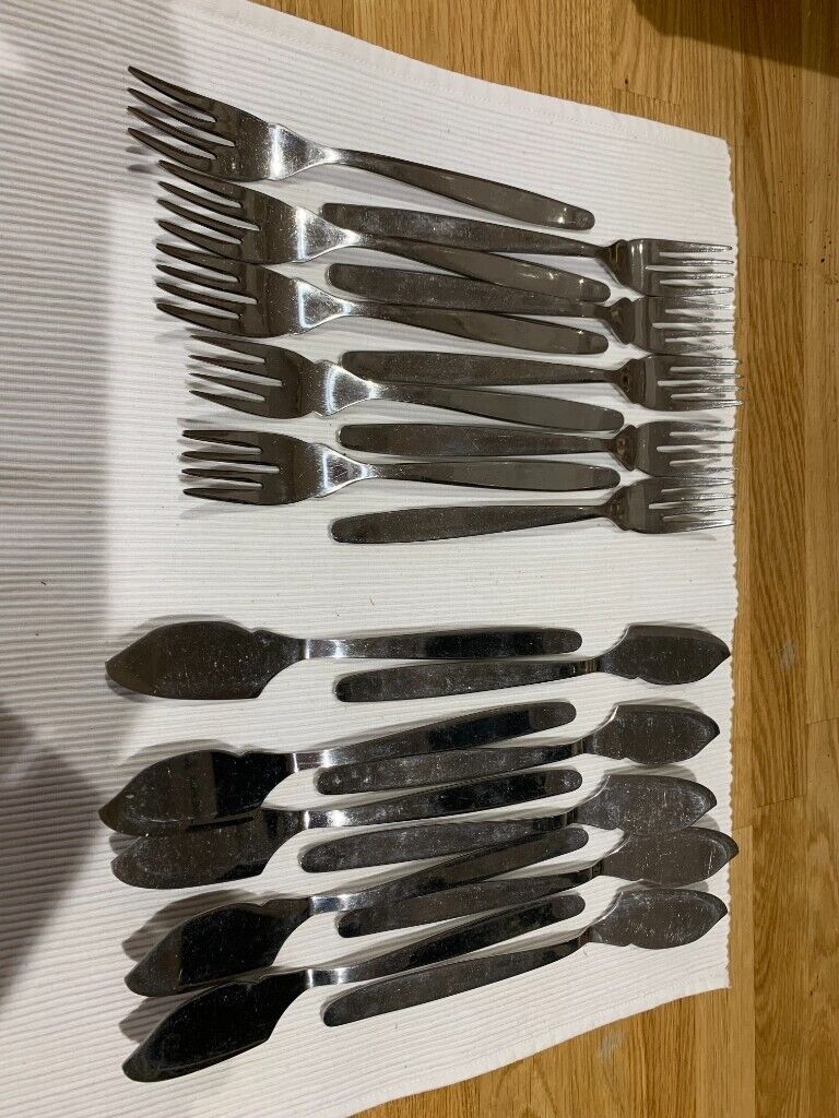 image for 10 Stainless Steel Fish Knives and Forks