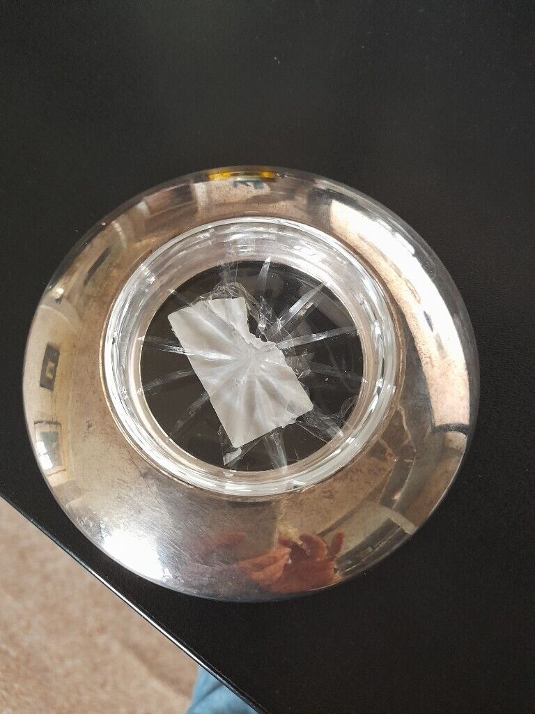 Saint Hilaire silver bowl with cutglass centre, pin holder. Collectors!