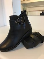 UK Size 4/37 Black Leather Ankle Boots
