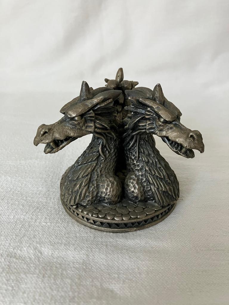 image for Myth and Magic Tudor Mint Pewter Sculpture DRAGONS HEADS 3821 Collectable