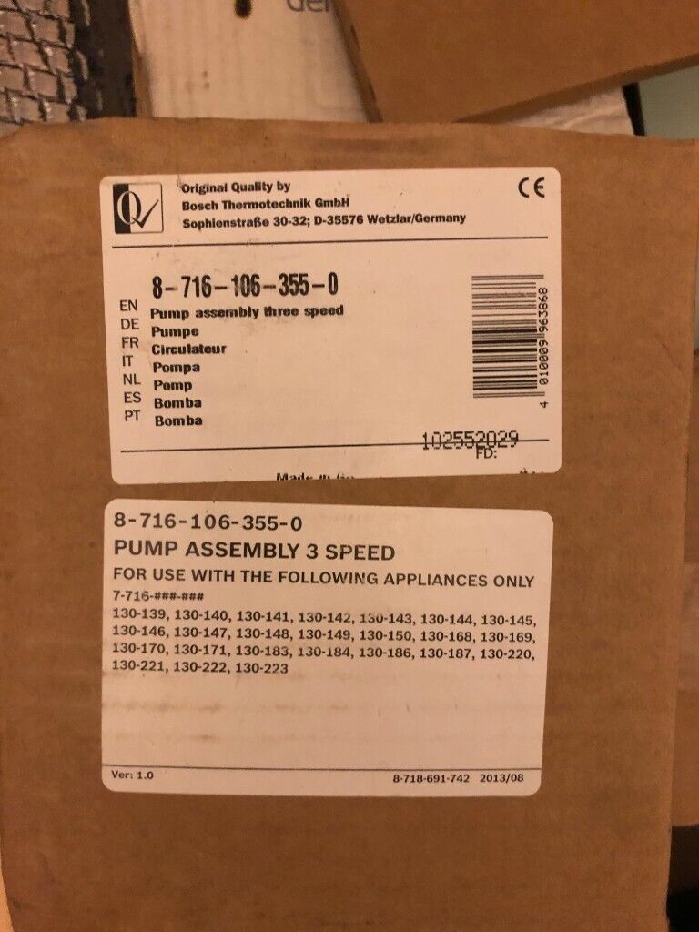 image for Worcester Bosch 12 ,15 ,18, 24i, 28i 25 30 Si 5,9,5,9,6,500 Pump 