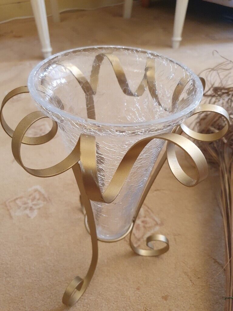 image for Crackled Glass Vase 30 cm length