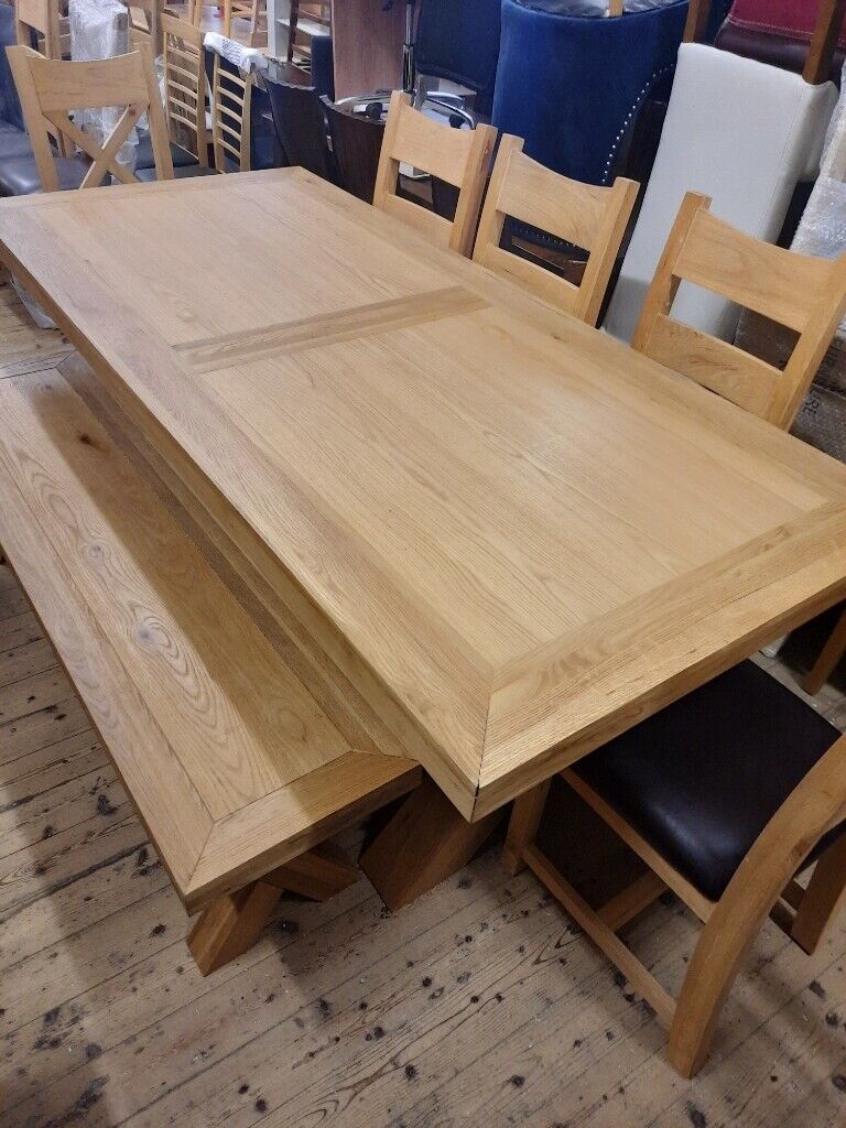 Oak x range dining table & Chairs 