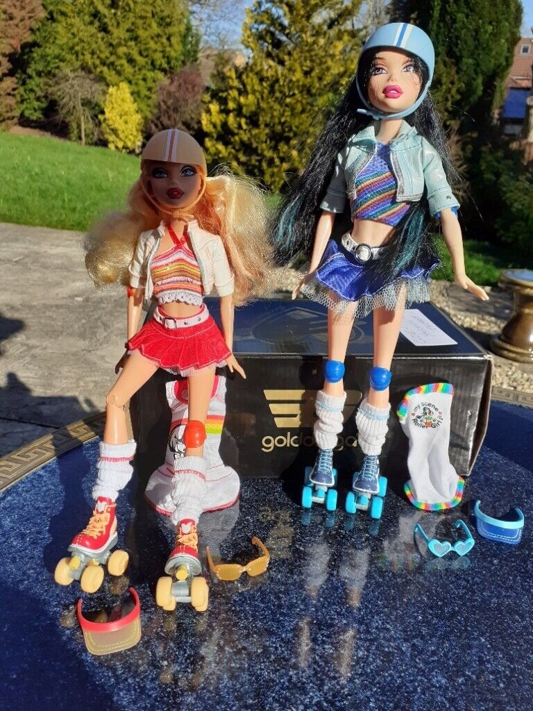 RARE 2006 Barbie My Scene Roller Girl Nolee and Kennedy Dolls 