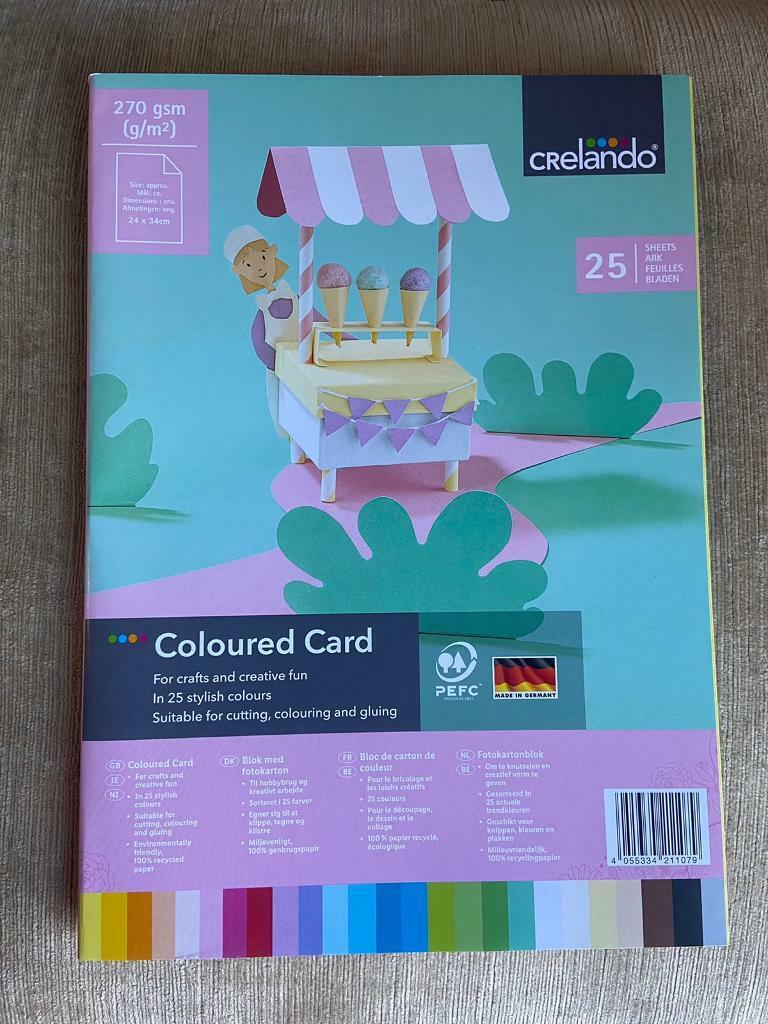 image for 25 sheets of coloured card (24 x 34cm)