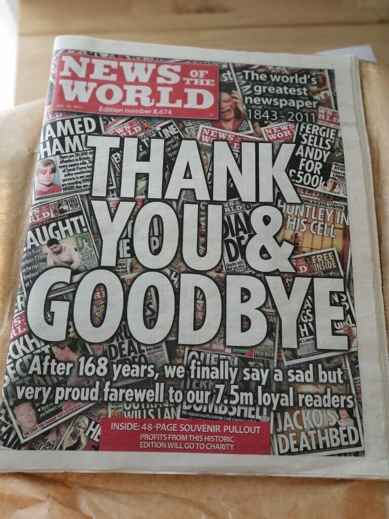 image for News of the World Last Ever Edition Newspaper with Sealed Supplement