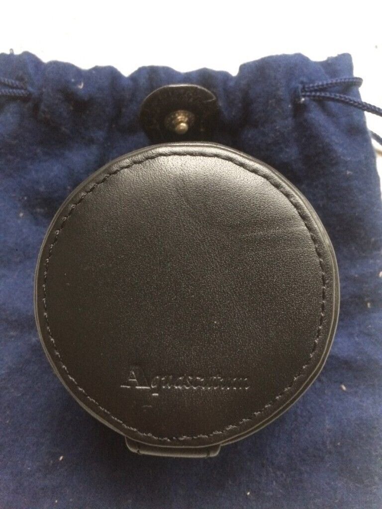 AQUASCUTUM silver desk clock in leather case- Wimbledon collectable