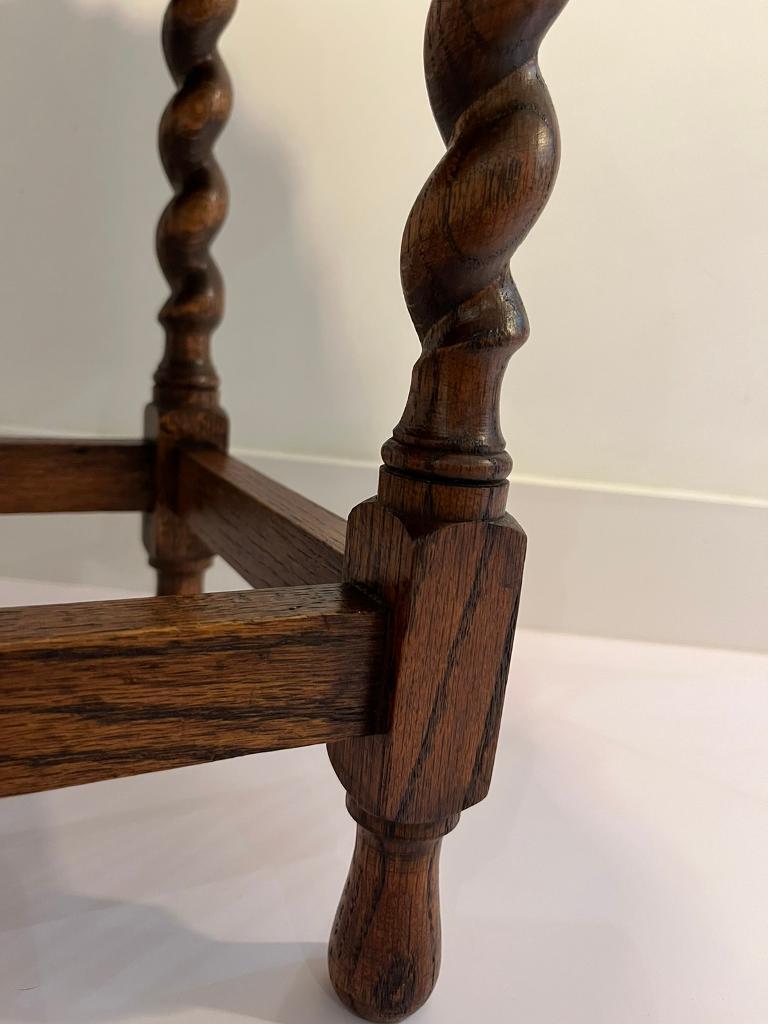 Barley Twist solid oak small side table, Circa 1920.