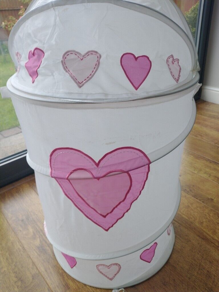 NEXT pop up storage bin in white & pink with hearts