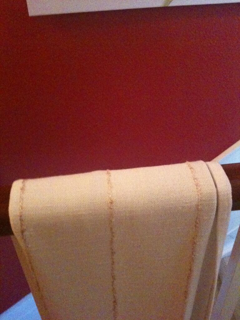 CURTAINS CREAM WITH BIEGE STRIPE 58 inches long 43 wide each curtain 