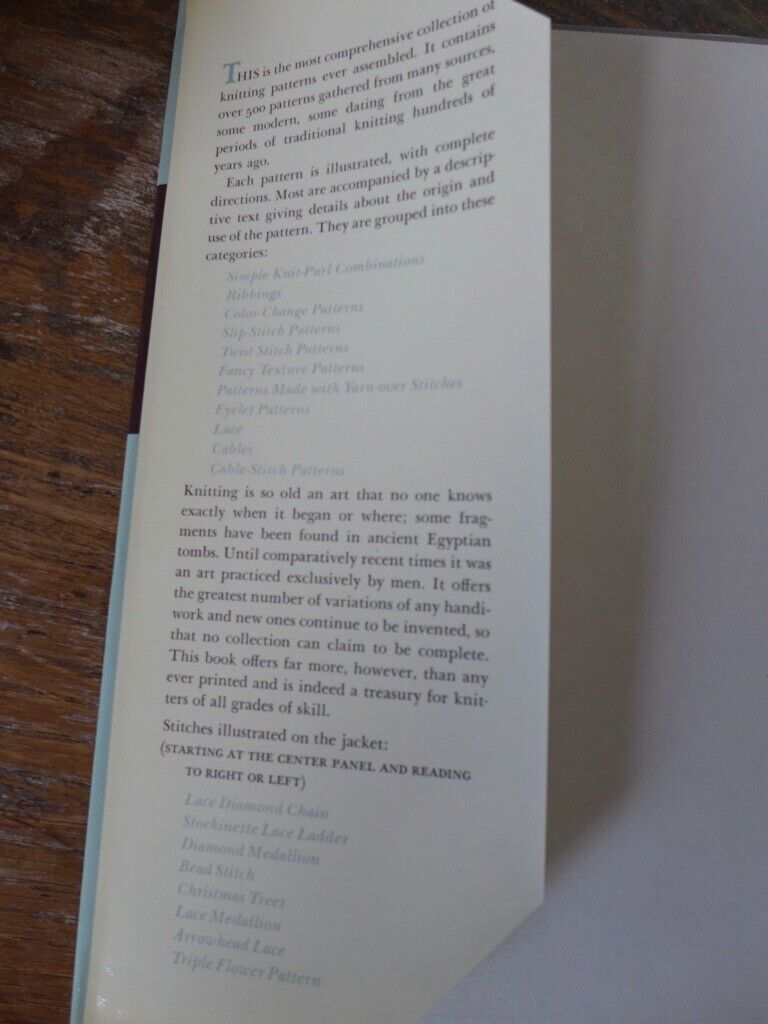 Collectable vintage book on knitting: A TREASURY OF KNITTING PATTERNS. By Barbara G Walker.