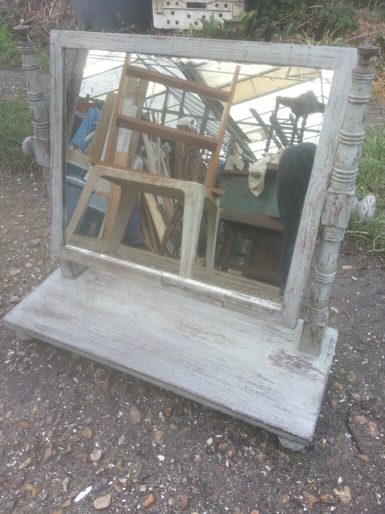 image for Upcycled. shabby chic, hardwood swing mirror.
