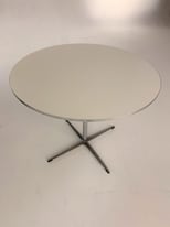 Dining Table Circular White Fritz Hansen By Arne Jacobsen Silver Steel Star Base
