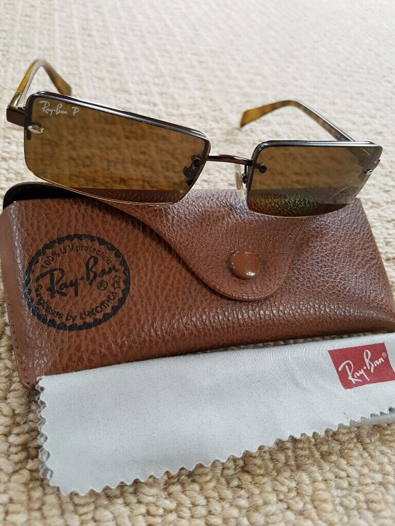 Vintage Ray Ban RB 3203 Side Street Combo Half Rimless Sunglasses