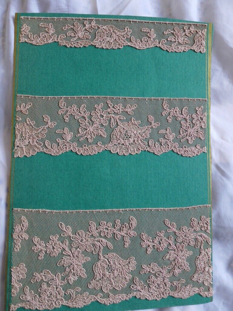 Three Collectible/Collectable Vintage and Original Lace Samplers/Haberdasher’s sample sheets/boards.
