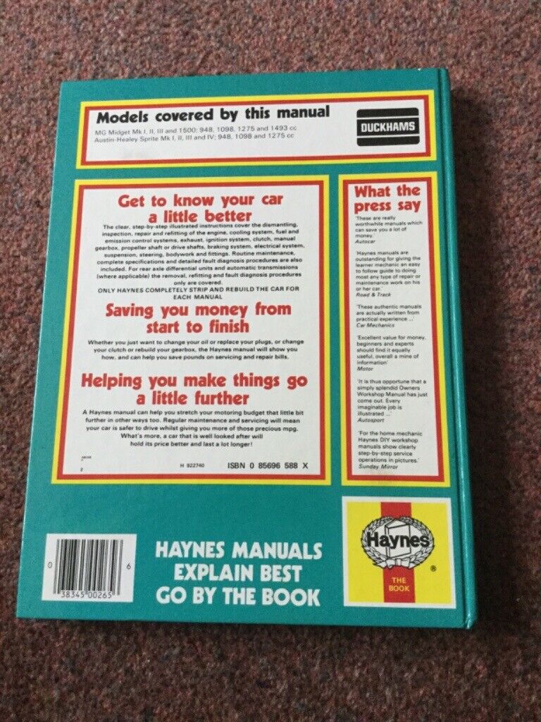image for M  G Midget owners workshop manual 1958 to 1980 AND A FREE PETROL CAP FOR MG MIDJET