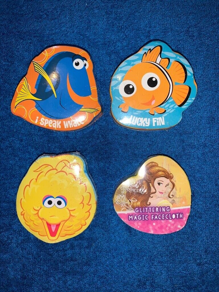 image for 4 x New Magic Flannels Nemo, Dory, Big Bird & Disney Belle IP1