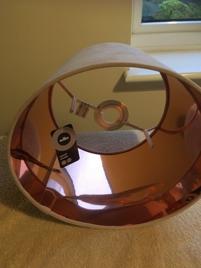 Brand New with tag Wilko Velvet lampshade with copper inside