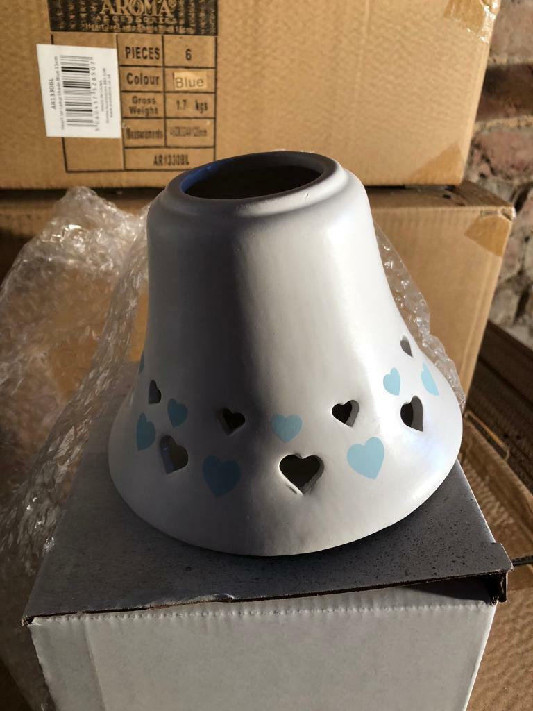 blue heart ceramic candle jar shade. BNIB
