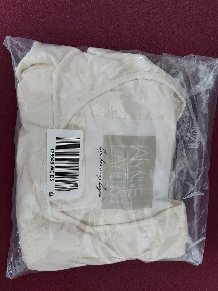 WynneLayers Scoop Neck Mixed Media 3/4 Sleeve Top XL -Latte or Ivory available