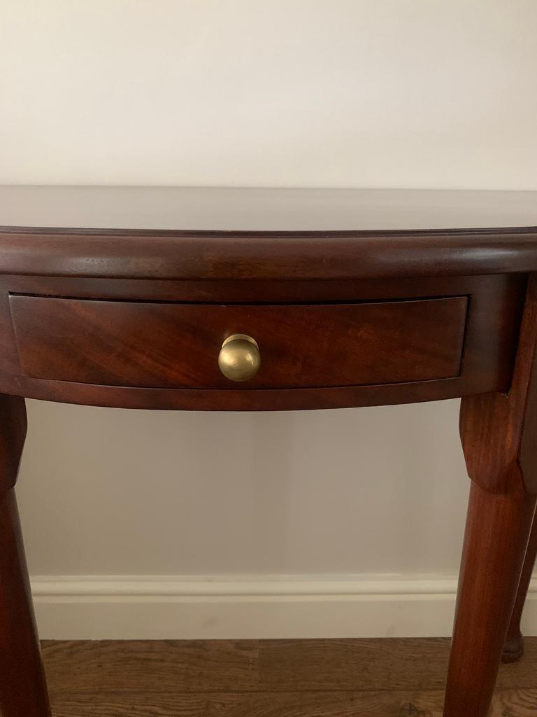 Barker & Stonehouse Mahogany solid wood, half moon table with drawer, 