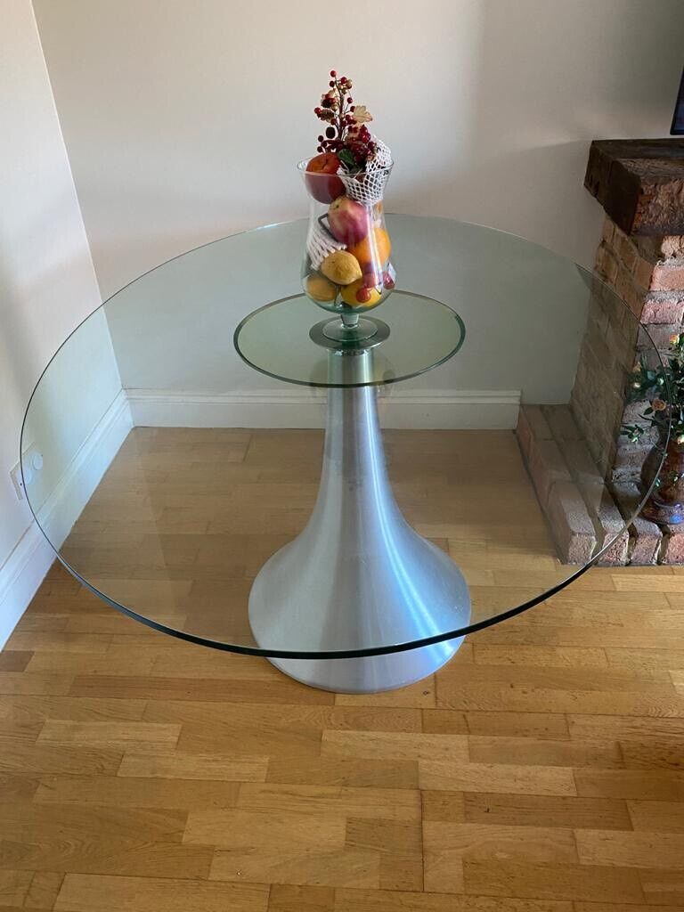 Paloma oval large dining table glass vase stand legs silver chrome
