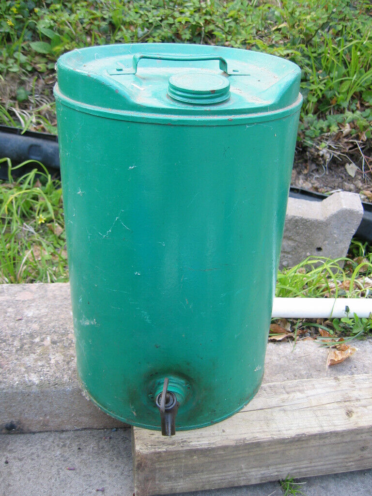 image for Vintage steel paraffin drum 5 gallon with brass tap.