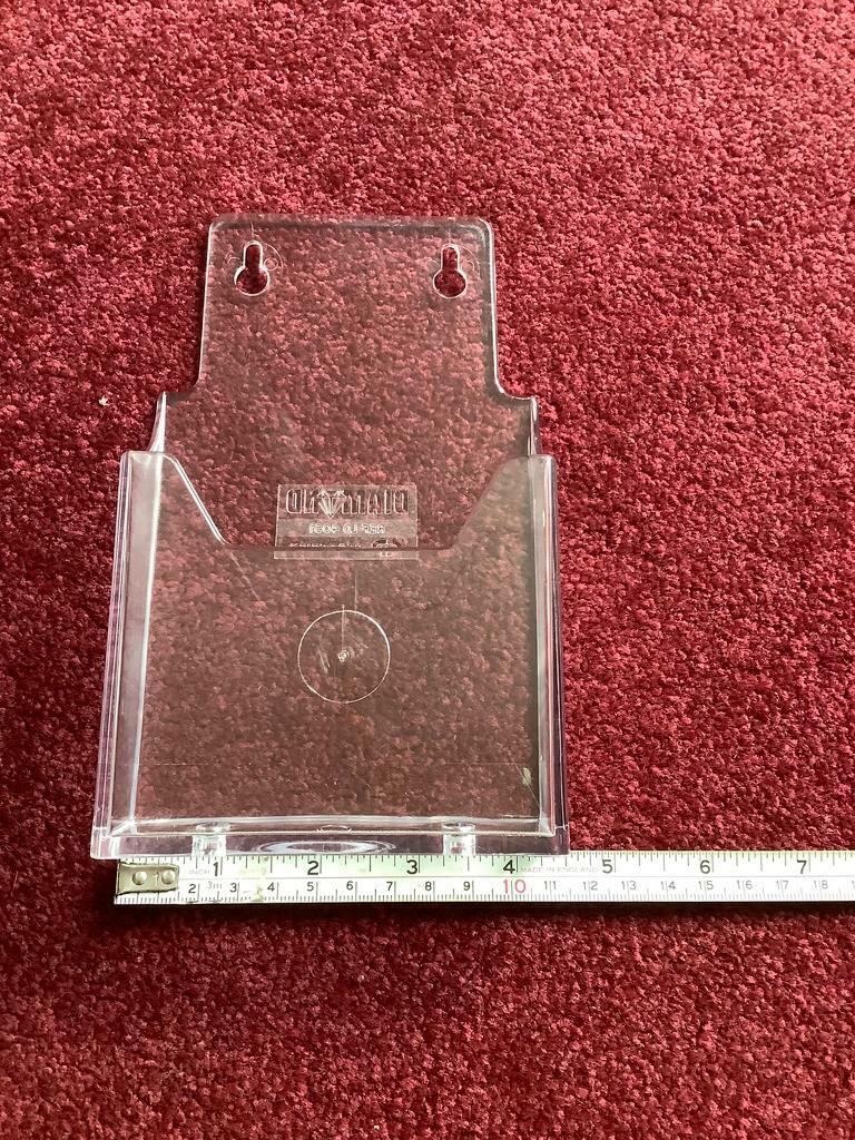 Job lot of acrylic leaflet poster holders slat wall hooks and shelf dividers