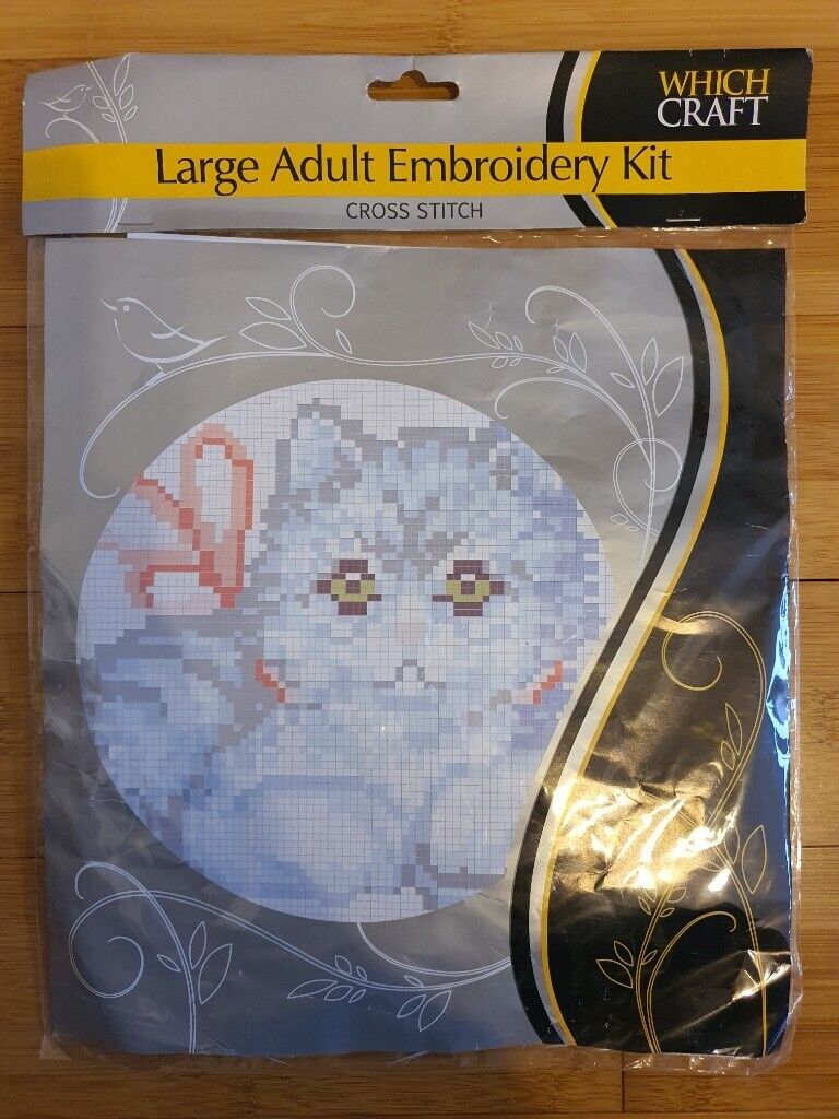 Brand New Large Adult Embroidery Anchor Tapestry Kit – Cat