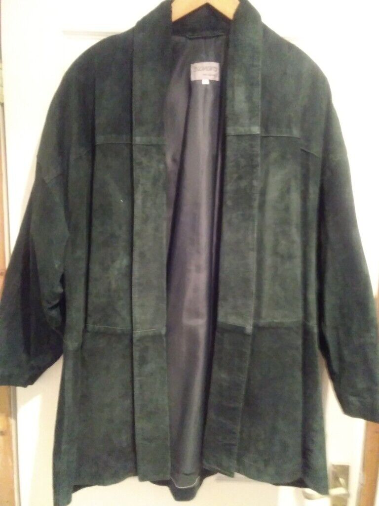 image for Bottle Green Suede swing coat